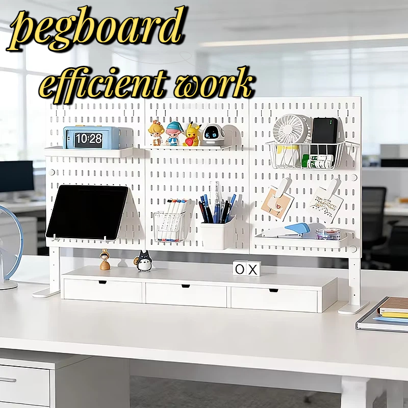 Desk Setup Organization - 30×30cm PP 데스크 페그보드, 스탠드 및