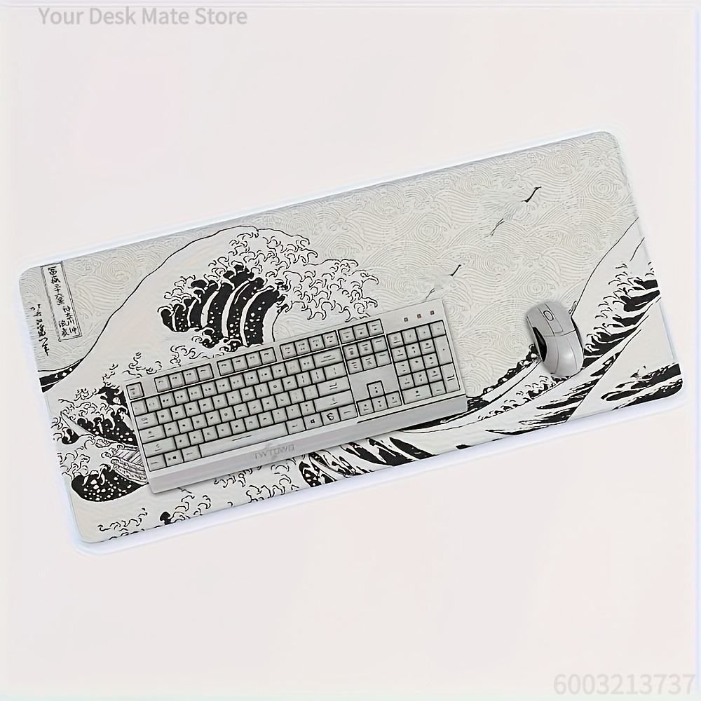 Desk Setup Art - 블랙 화이트 웨이브 아트 XXL 데스크