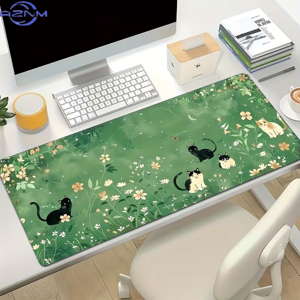 Desk Setup For Work - 꽃무늬 귀여운 고양이 디자인 대형 게이밍