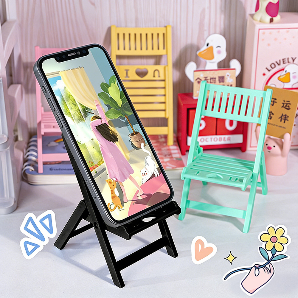 Desk Setup Dorm - 미니 접이식 의자형 휴대폰 거치대, 스마트폰