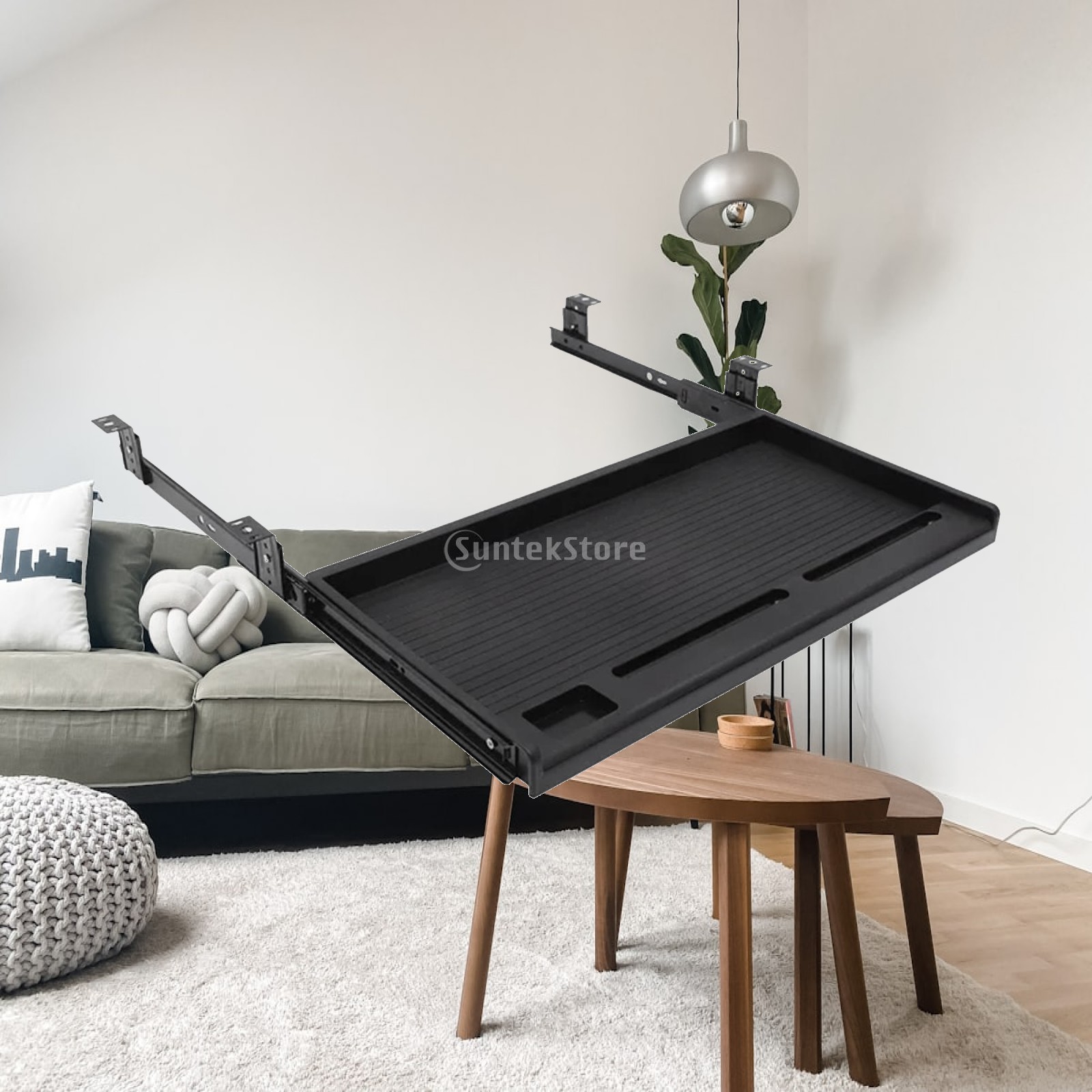 Desk Setup With Keyboard Tray - 책상 아래 슬라이드 아웃 키보드 트레이,