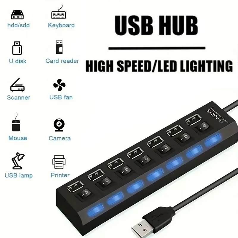 Desk Setup Hub - 7 포트 USB 2.0 허브 분배기