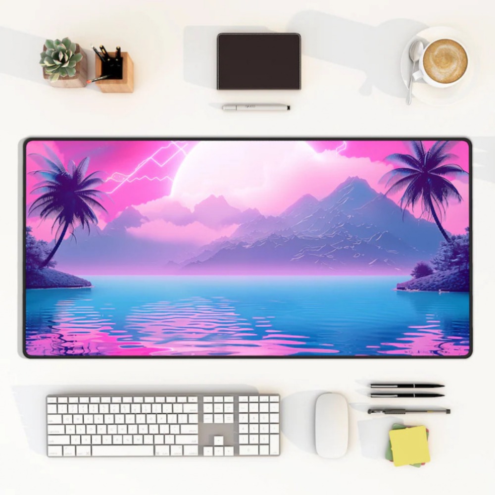 Desk Setup With Keyboard Tray - 스팀웨이브 샨양 데스크 매트: 대형 게이밍