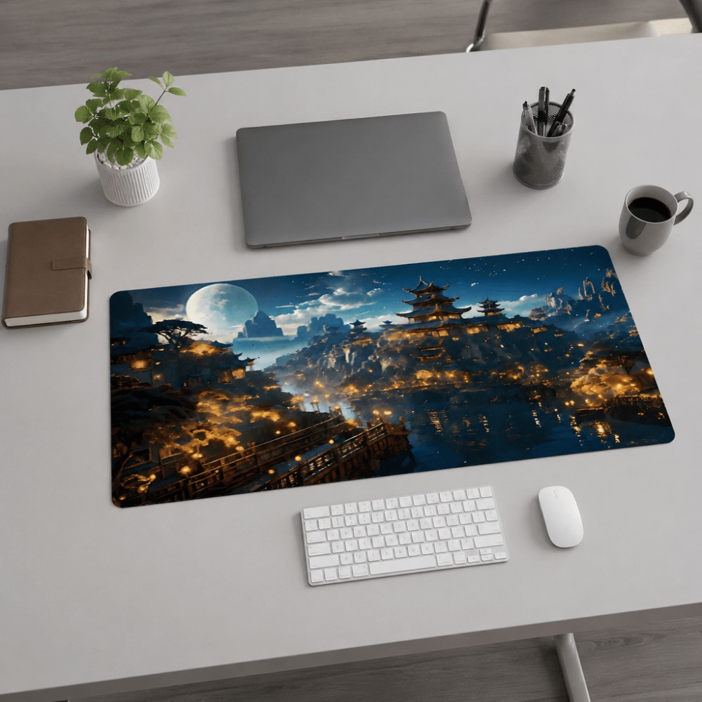 Desk Setup For Work - 오리지널 판타지 나이트 시티 문 프린트가