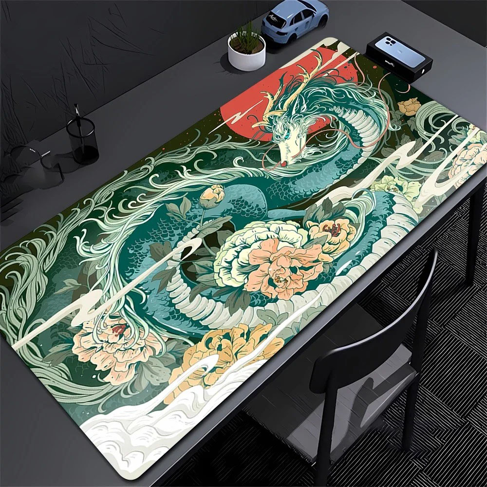 Desk Setup Art - 이스턴 드래곤 모란 꽃 데스크 매트