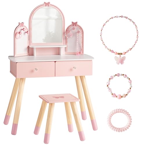 Desk Setup In Small Bedroom - 핑크색 어린이 화장대 세트 거울 &
