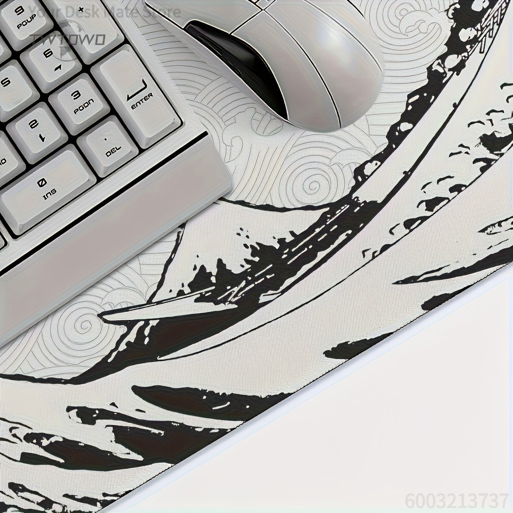 블랙 화이트 웨이브 아트 XXL 데스크 매트 |   P - Desk Setup Art 리뷰 및 가격