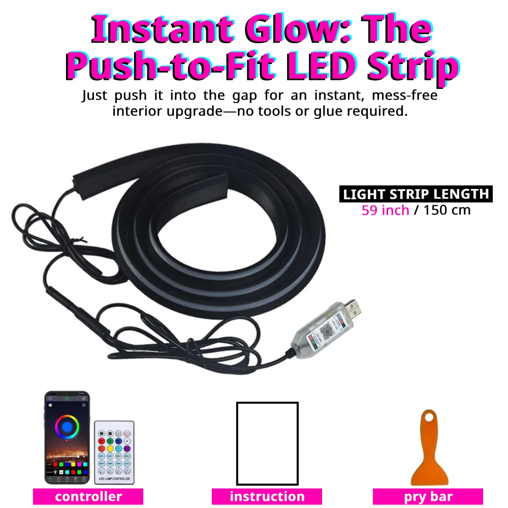 자동차 앞유리 앰비언트 라이트 스트립 59인치 RGB  - Ambient Light Bar Usb 리뷰 및 가격