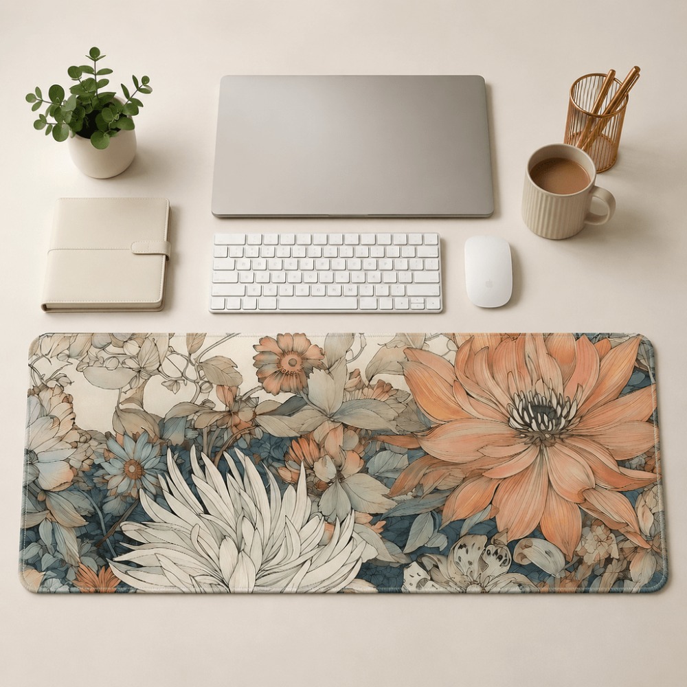 복고풍 꽃무늬 테이블 매트, 식물과 꽃 프린트가 특징, - Desk Setup For Work 리뷰 및 가격