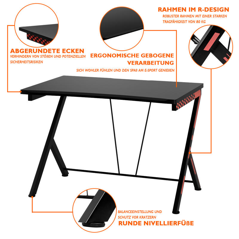 현대적인 인체공학적 컴퓨터 책상, 금속 프레임이 있는  - Desk Setup Ergonomics 리뷰 및 가격