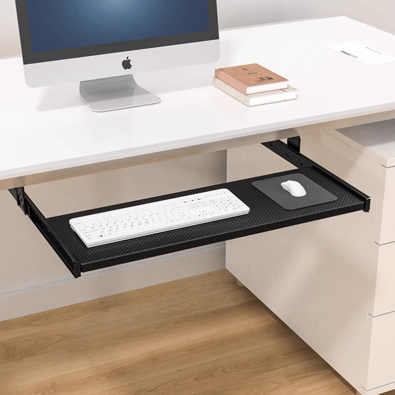 책상 아래 슬라이딩 마우스 플랫폼이 있는 나무 키보드  - Desk Setup With Keyboard Tray 리뷰 및 가격