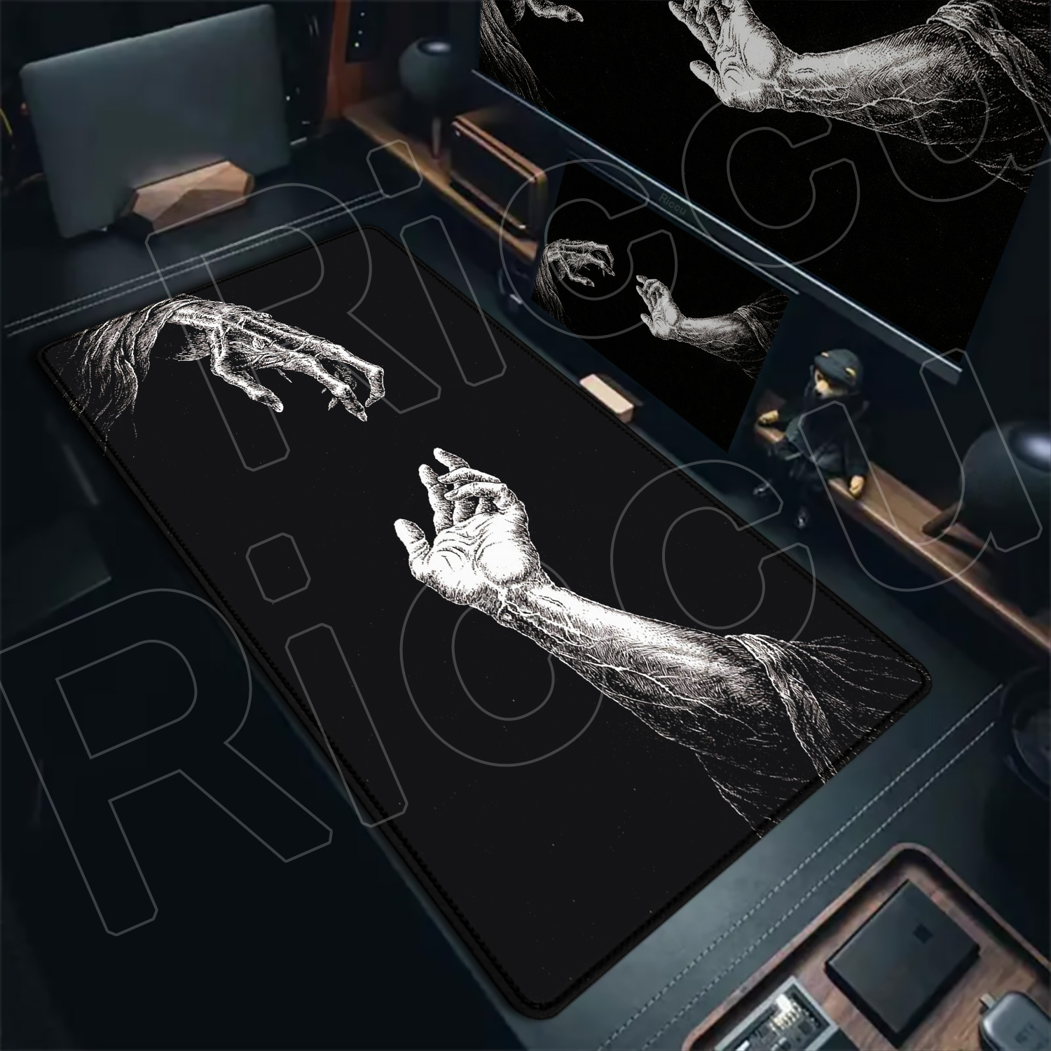 HD 대형 흑백 XXL 고딕 핸드 아트 마우스 패드 P - Desk Setup Art 리뷰 및 가격