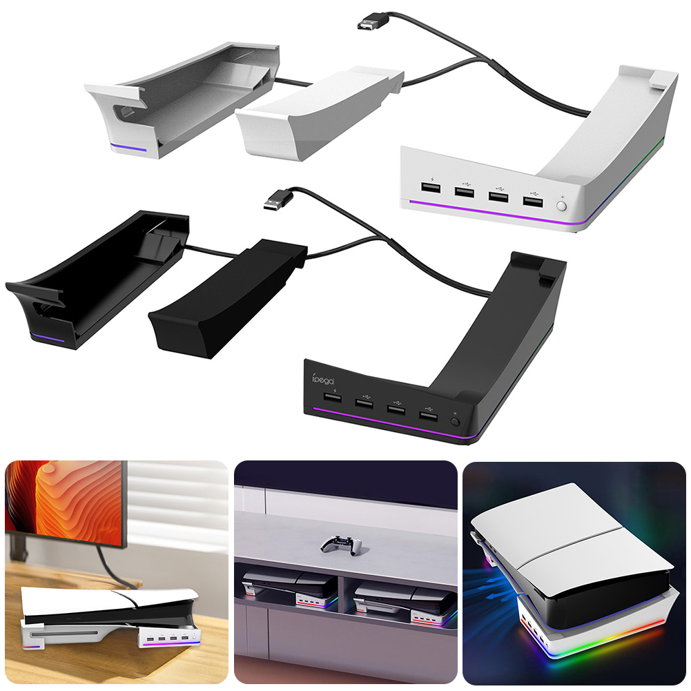 수평 게임 콘솔 베이스 스탠드 홀더 14가지 조명 모드 - Desk Setup Hub 리뷰 및 가격