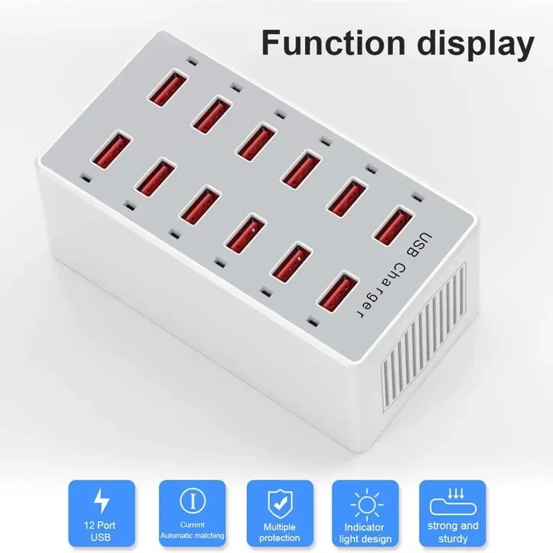 USB 충전 스테이션 여러 장치를 위한 60W 12포트 - Desk Setup Hub 리뷰 및 가격